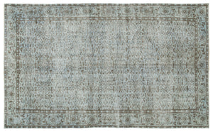 Gray Over Dyed Vintage Rug 5'8'' x 9'4'' ft 172 x 285 cm