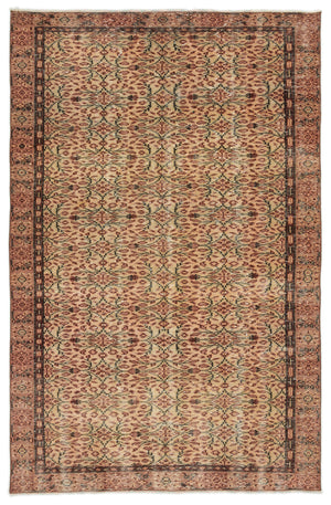 Brown Over Dyed Vintage Rug 5'4'' x 8'5'' ft 162 x 256 cm