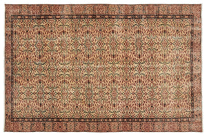 Brown Over Dyed Vintage Rug 5'4'' x 8'5'' ft 162 x 256 cm