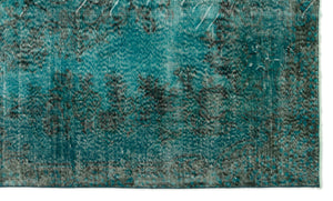 Turquoise Over Dyed Vintage Rug 5'6'' x 9'3'' ft 168 x 281 cm