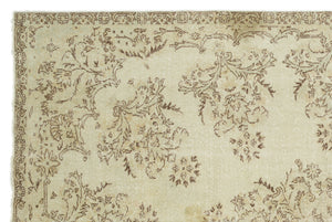 Beige Over Dyed Vintage Rug 7'1'' x 10'9'' ft 216 x 328 cm