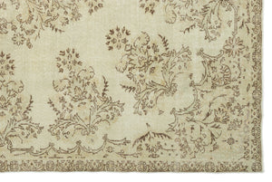Beige Over Dyed Vintage Rug 7'1'' x 10'9'' ft 216 x 328 cm