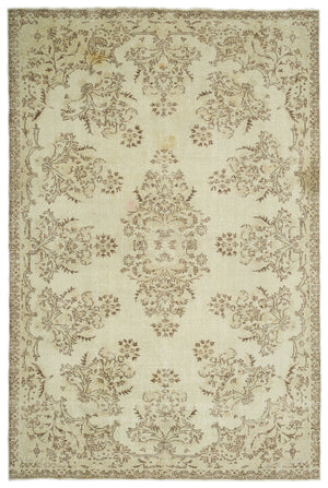 Beige Over Dyed Vintage Rug 7'1'' x 10'9'' ft 216 x 328 cm