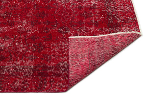 Red Over Dyed Vintage Rug 5'10'' x 9'7'' ft 178 x 291 cm
