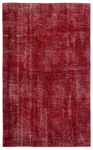 Red Over Dyed Vintage Rug 5'10'' x 9'7'' ft 178 x 291 cm