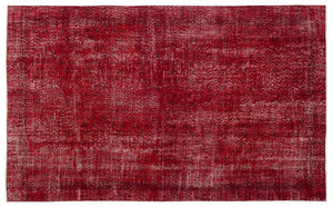 Red Over Dyed Vintage Rug 5'10'' x 9'7'' ft 178 x 291 cm
