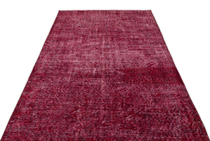 Red Over Dyed Vintage Rug 4'12'' x 8'9'' ft 152 x 266 cm