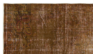 Brown Over Dyed Vintage Rug 4'11'' x 8'9'' ft 150 x 266 cm
