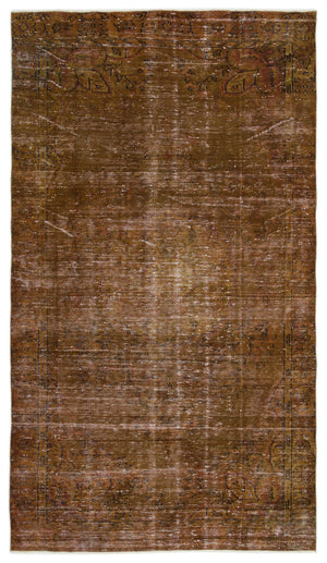 Brown Over Dyed Vintage Rug 4'11'' x 8'9'' ft 150 x 266 cm