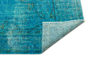 Turquoise Over Dyed Vintage Rug 6'4'' x 10'1'' ft 193 x 308 cm