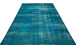 Turquoise Over Dyed Vintage Rug 6'4'' x 10'1'' ft 193 x 308 cm