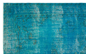Turquoise Over Dyed Vintage Rug 6'4'' x 10'1'' ft 193 x 308 cm