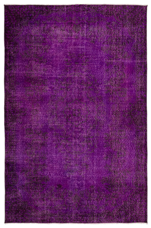 Fuchsia Over Dyed Vintage Rug 5'11'' x 9'1'' ft 181 x 277 cm