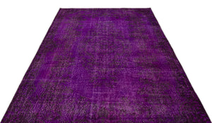 Fuchsia Over Dyed Vintage Rug 5'11'' x 9'1'' ft 181 x 277 cm