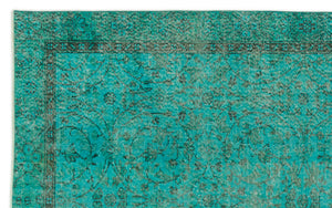 Turquoise  Over Dyed Vintage Rug 5'3'' x 8'7'' ft 161 x 262 cm