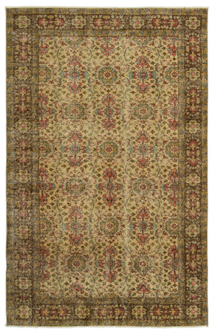 Brown Over Dyed Vintage Rug 5'2'' x 8'4'' ft 158 x 255 cm