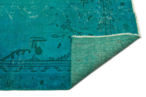 Turquoise Over Dyed Vintage Rug 6'0'' x 9'3'' ft 184 x 282 cm