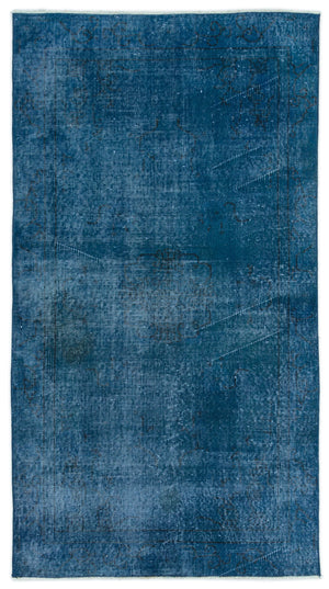 Blue Over Dyed Vintage Rug 3'7'' x 6'8'' ft 110 x 202 cm