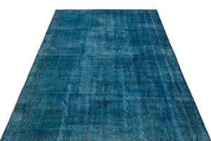 Turquoise Over Dyed Vintage Rug 4'9'' x 8'6'' ft 146 x 260 cm