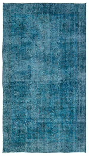 Turquoise Over Dyed Vintage Rug 4'9'' x 8'6'' ft 146 x 260 cm