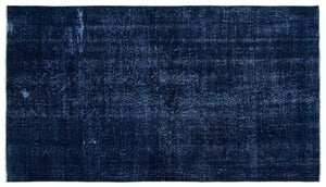 Blue Over Dyed Vintage Rug 4'11'' x 8'7'' ft 149 x 262 cm