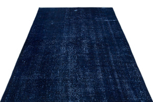 Blue Over Dyed Vintage Rug 4'11'' x 8'7'' ft 149 x 262 cm