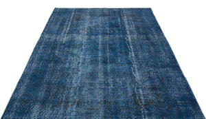 Turquoise  Over Dyed Vintage Rug 5'6'' x 8'7'' ft 167 x 262 cm