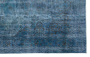 Turquoise  Over Dyed Vintage Rug 5'6'' x 8'7'' ft 167 x 262 cm