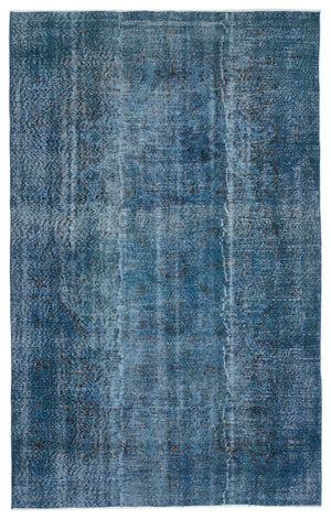 Turquoise  Over Dyed Vintage Rug 5'6'' x 8'7'' ft 167 x 262 cm