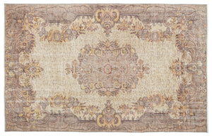 Beige Over Dyed Vintage Rug 5'8'' x 8'11'' ft 172 x 271 cm