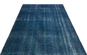 Turquoise  Over Dyed Vintage Rug 5'4'' x 8'11'' ft 162 x 271 cm