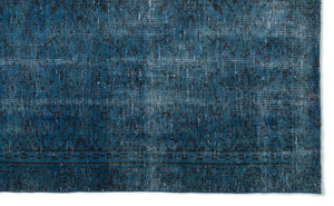 Turquoise  Over Dyed Vintage Rug 5'4'' x 8'11'' ft 162 x 271 cm