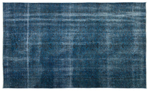 Turquoise  Over Dyed Vintage Rug 5'4'' x 8'11'' ft 162 x 271 cm