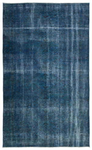 Turquoise  Over Dyed Vintage Rug 5'4'' x 8'11'' ft 162 x 271 cm