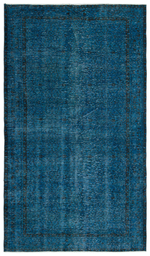 Turquoise  Over Dyed Vintage Rug 4'11'' x 8'8'' ft 151 x 263 cm