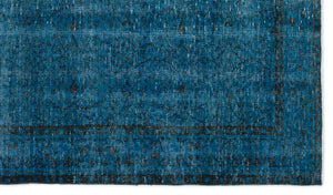 Turquoise  Over Dyed Vintage Rug 4'11'' x 8'8'' ft 151 x 263 cm