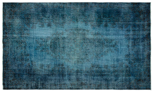 Traditional Design Stone Blue Over Dyed Vintage Rug 5'6'' x 9'3'' ft 168 x 281 cm