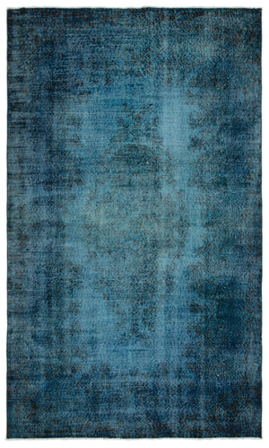 Traditional Design Stone Blue Over Dyed Vintage Rug 5'6'' x 9'3'' ft 168 x 281 cm