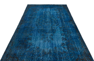 Turquoise Over Dyed Vintage Rug 5'6'' x 9'4'' ft 168 x 285 cm