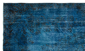 Turquoise Over Dyed Vintage Rug 5'6'' x 9'4'' ft 168 x 285 cm