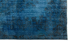 Turquoise Over Dyed Vintage Rug 5'6'' x 9'4'' ft 168 x 285 cm