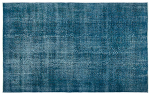 Turquoise Over Dyed Vintage Rug 5'3'' x 8'4'' ft 161 x 254 cm