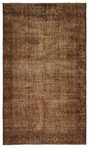 Brown Over Dyed Vintage Rug 5'7'' x 9'6'' ft 171 x 290 cm