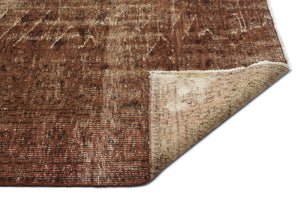 Brown Over Dyed Vintage Rug 5'7'' x 8'3'' ft 170 x 252 cm