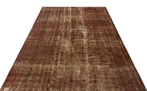 Brown Over Dyed Vintage Rug 5'7'' x 8'3'' ft 170 x 252 cm
