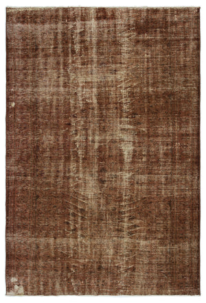 Brown Over Dyed Vintage Rug 5'7'' x 8'3'' ft 170 x 252 cm