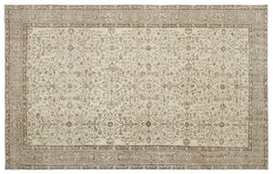 Beige Over Dyed Vintage Rug 5'10'' x 9'2'' ft 177 x 280 cm