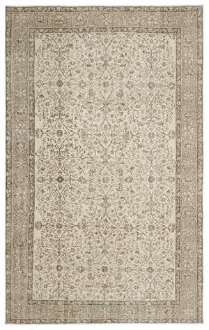 Beige Over Dyed Vintage Rug 5'10'' x 9'2'' ft 177 x 280 cm