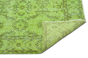 Green Over Dyed Vintage Rug 5'8'' x 9'7'' ft 173 x 292 cm