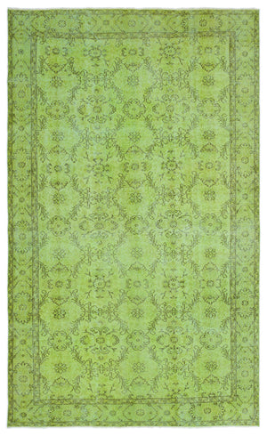 Green Over Dyed Vintage Rug 5'8'' x 9'7'' ft 173 x 292 cm